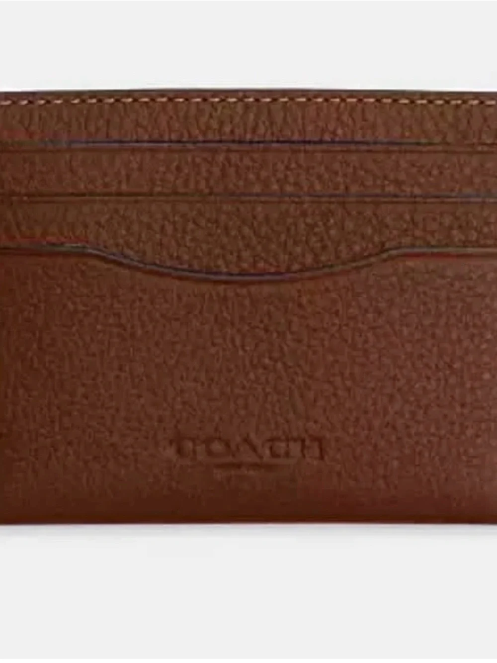 New! Coach Brown Pebbled Leather Card Holder - Men's Slim Wallet